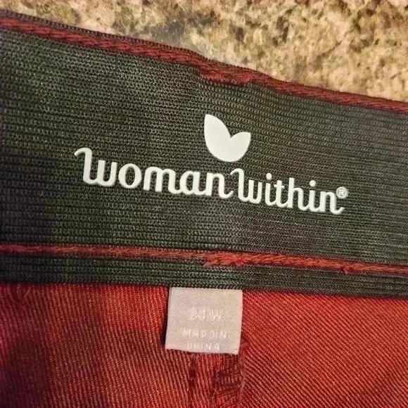 New Woman Within Plus Size 5-Pocket Style Red Avila Jeans 24W Skinny - Picture 5 of 9